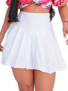 Women's Tailored Pleated Skirt Shorts - trắng - Xem 2