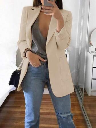 New Fashionable Casual Lapel Slim Fit Blazer Jacket For Women, Spring Autumn