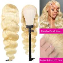 613 Body Wave Lace Front Human Hair Wig Brazilian Human Hair 613 Blonde HD Transparent Lace Frontal Human Hair Wig 180% Density Pre Plucked With Baby Hair For Women 28 Inch