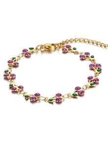 1 chiếc vòng tay hình quả anh đào bằng thép không gỉ mạ vàng 18K, tráng men nhiều màu sắc, kiểu dáng cổ điển thời trang, phù hợp cho tiệc tùng, hẹn hò hoặc công sở. - Sơn màu anh đào nhỏ giọt - Xem 9