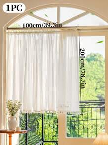 1pc White French Lace Voile Curtain, Lightweight Sheer Window Curtain, Rod Pocket Top Design, Privacy Filtering, Elegant Decor For Living Room, Study, Dining Room - White - View 13