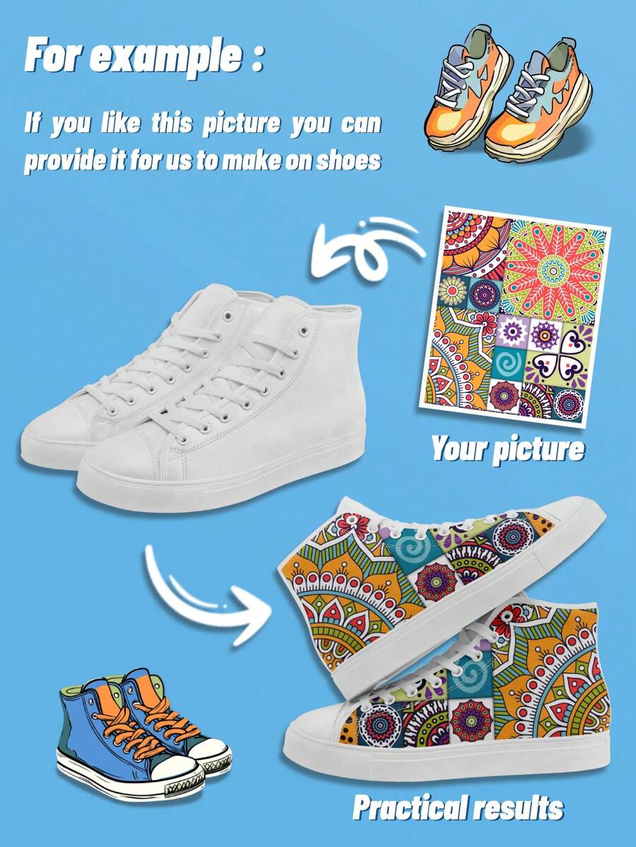 1 Pair Custom High Top Fabric Shoes, Personalized Image Sneakers, Custom High Top Sneakers, Personalized Canvas Shoes, Photo Sneakers, Tailored Sneakers For Men And Women, Unique Sports And Casual Footwear, Gifts For Groomsmen, Anniversaries, Valentine's Day, Birthdays, Weddings, Best Friend Gifts, Perfect For Mom/Dad/Her/Him/Girlfriend/Boyfriend/Wife/Husband/Friend.