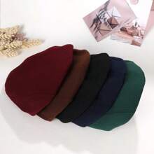1 chiếc mũ lưỡi trai Newsboy màu trơn có thể điều chỉnh dành cho nam, mũ mềm kiểu Anh ấm áp và chống gió, mùa thu/đông - Nhiều màu - Xem 2