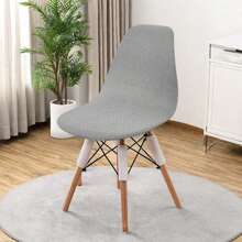 1/2/4/6pcs Corduroy Imitational Velvet Eames Chair Cover Elastic Plastic Shell Chair Seat Cushion Slipcover, Solid Color - Multicolor - View 21