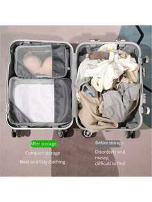 3 件/套透明网状收纳袋行李收纳袋，可扩展旅行袋，3 种尺寸为您的旅行做好准备并满足不同的存储需求旅行收纳袋衣服行李收纳袋套装包装袋适用于邮轮假期海滩度假用品夏季旅行必备品女士手提箱内衣袋房间装饰 - 彩色 - 查看 6