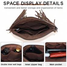 Stylowa torba typu crossbody z frędzlami z PU o dużej pojemności dla kobiet – wielokomorowy design z klasycznym, boho, zachodnim stylem, z frędzlami, nitami i kunsztem tkania. Uniwersalna torba na jedno ramię/do noszenia na ukos z odpinanymi, regulowanymi paskami. Idealna na zakupy, zajęcia na świeżym powietrzu, podróże i wyjścia. Idealny prezent dla rodziny i przyjaciół.