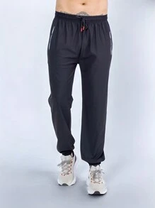 Iced Fabric Pants With Zipper Pockets