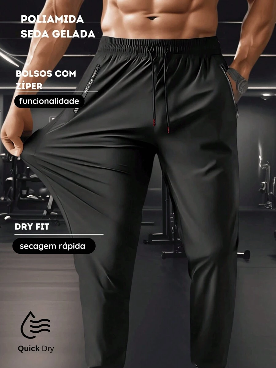 Iced Fabric Pants With Zipper Pockets