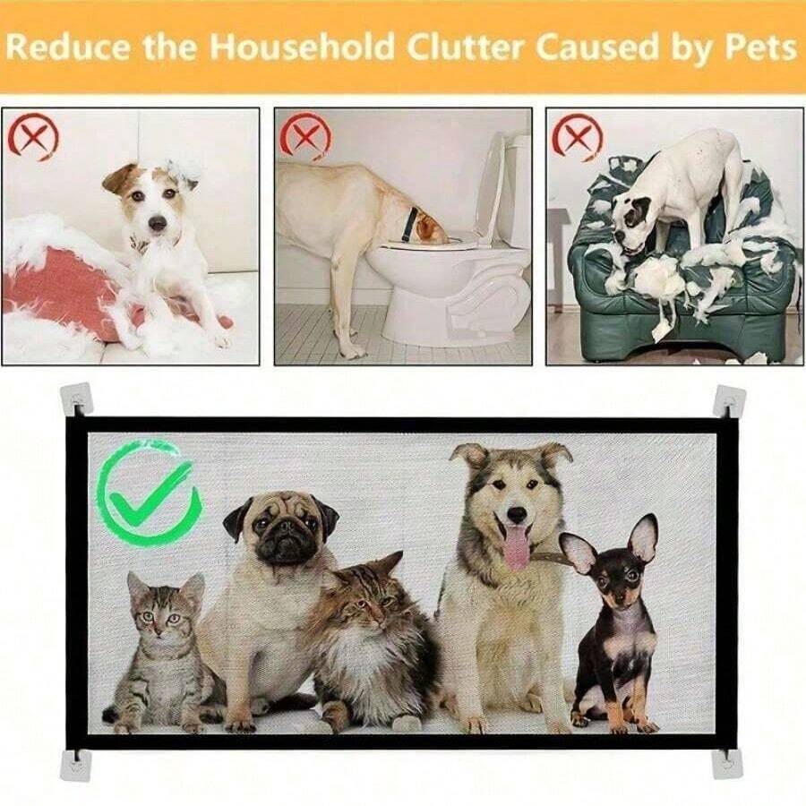 Pet Dog Door Mesh Fence, Stairway Folding Breathable Mesh Fence, Dog