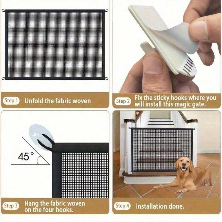 Pet Dog Door Mesh Fence, Stairway Folding Breathable Mesh Fence, Dog