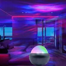 YETHKE 极光灯投影仪 - 2 合 1 LED 北极光和海浪，遥控，具有 14 种效果 - USB 供电夜灯，适用于卧室、游戏室、家庭影院、天花板和派对 - 变色、可调光且节能 - 圓形北極 - 查看 6