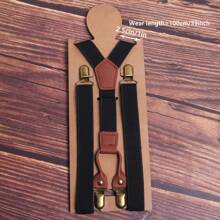 1pc Men's Elastic Y-Back Clip-On Suspenders, Adjustable Length Halloween