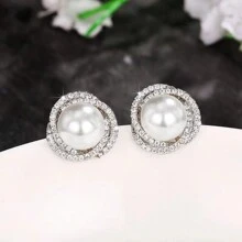 2pcs Vintage Pearl Stud Earrings, New Minimalist Stylish Small Design Earrings For Women