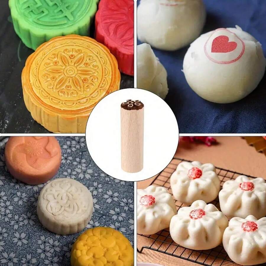 Wooden Pottery Stamps Set Natural Clay Stampers With Floral And Tree