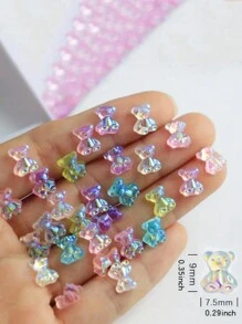 50pcs Aurora Bear Nail Charms - Resin & Acrylic Nail Art Accessories 50pcs Hypoallergenic 3D Aurora Bear Nail Charms - Perfect For DIY Manicures, Women & Girls Nails