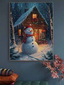 Tranh khảm kim cương 5D DIY - Người tuyết dễ thương, Bộ trang trí tường phong cảnh nghệ thuật kim cương - Nhiều màu - Xem 5