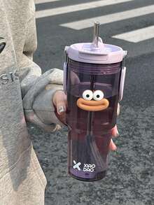 1 件简约夏季风格大容量塑料杯带手柄，车载便携式饮水杯带吸管 - 彩色 - 查看 2