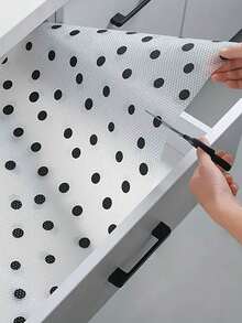 1 Cuộn Tấm Lót Kệ Trong Suốt Chấm Đen Cho Tủ Bếp Tấm Lót Ngăn Kéo Không Dính Tấm Lót Tủ Lạnh Tấm Lót Tủ Chống Trượt Cho Kệ Tấm Lót Tủ Chống Thấm Nước EVA Cho Phòng Tắm Nhà Bếp - màu đen - Xem 3