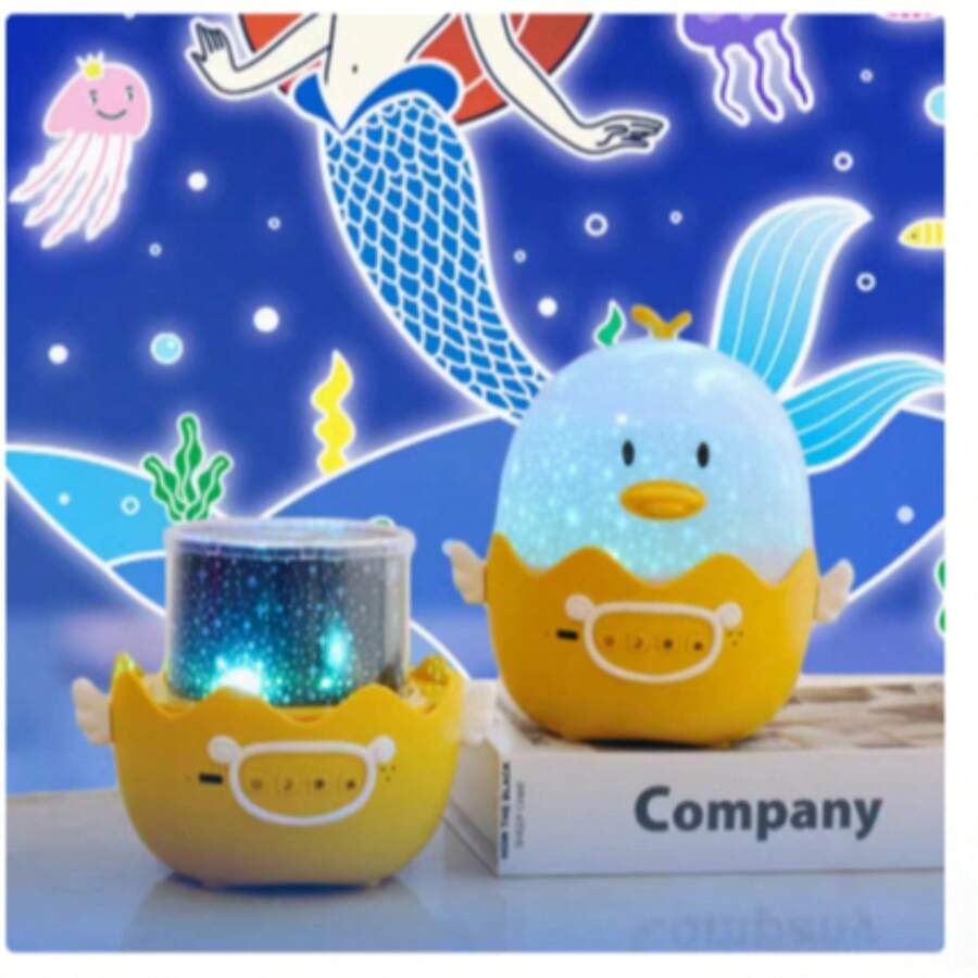 Cute Duck Starry Sky Projector Lamp Creative Cartoon Ornament Student Decorative Night Light - 黃色 - 查看 1