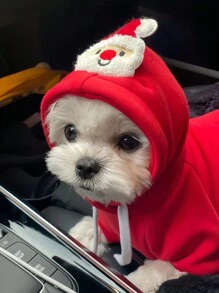 可爱的宠物连帽衫 - 猫狗运动衫，适合中小型宠物圣诞节和新年装，秋冬季 - 彩色 - 查看 5