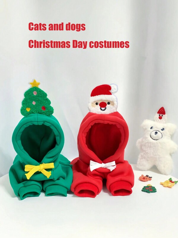 Cute Pet Hoodies - Cat Dog Sweatshirts, Suitable For Small To Medium Pets Christmas & New Year Outfit, Autumn/Winter