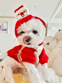 可爱的宠物连帽衫 - 猫狗运动衫，适合中小型宠物圣诞节和新年装，秋冬季 - 彩色 - 查看 6