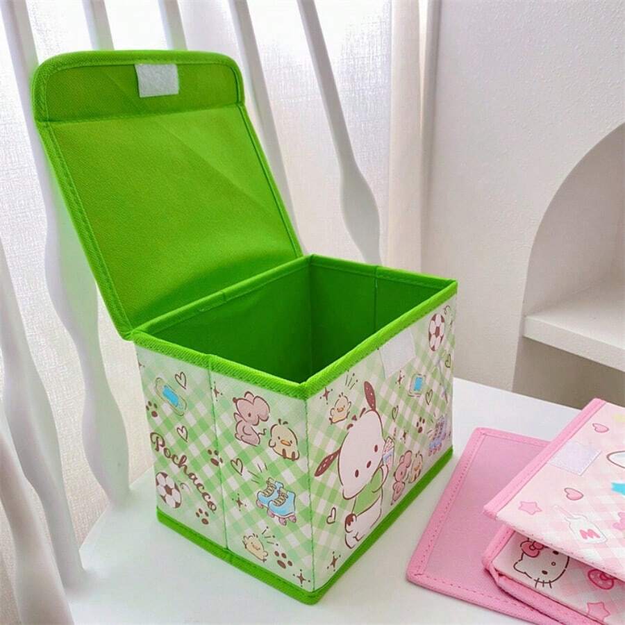 1pc Cartoon Cute Kawaii KT Cat Design PU Cosmetic Storage Box With Lid