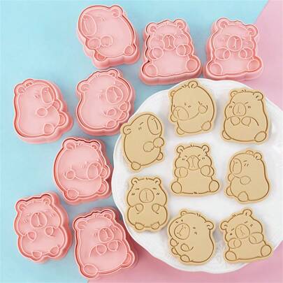 Set de 8 cortadores de galletas en forma de capibara en estilo de dibujo animado, moldes para galletas de mantequilla DIY, herramientas de repostería y fondant para hornear