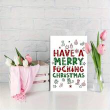 1 PIEZA Tarjeta de Felicitación Navideña Humorística con Sobre - Deseos festivos de vacaciones inclusivos para cualquiera, Saludos de temporada lúdicos con íconos festivos, Expresión única de Feliz Año Nuevo y Alegría Navideña