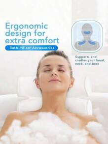 1 pièce Oreiller de baignoire blanc simple avec 6 ventouses, coussin de relaxation du corps pour trempage au spa antidérapant de salle de bain, décoration de salle de bain, accessoires de salle de bain pour l'été