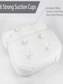 1 pièce Oreiller de baignoire blanc simple avec 6 ventouses, coussin de relaxation du corps pour trempage au spa antidérapant de salle de bain, décoration de salle de bain, accessoires de salle de bain pour l'été