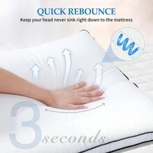 2-Piece Queen Pillow, Bed Sleeping Pillow, Queen Pillow, Down Alternative Premium Fiber Fill, Hotel Luxury Pillow, Suitable For Side And Back Sleepers, Soft And Comfortable - Grey(Pack of 2) - View 4