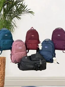 Women Waterproof Backpack Korean Style Casual School Work Travel Multifunctional With Buckle And Zipper - 藍色 - 查看 3