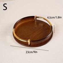 1pc Luxurious Minimalist Round Bamboo Wood Tray, Multi-Size Household Dining Tea Set Serving Tray, Portable Fruit & Snack Tray