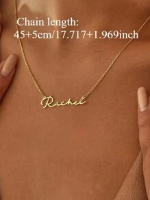 1 Pieza Collar con nombre personalizado de moda, etiqueta colgante geométrica de acero inoxidable, collar personalizado adecuado para mujeres, regalo, uso diario, confidente