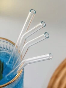 4pcs/3pcs/2pcs 玻璃吸管配吸管刷，适用于饮用水、牛奶、燕麦、茶、果汁、早餐、咖啡、饮料等，适用于咖啡馆、家庭、餐厅、派对、舞会、办公室、父亲节礼物、送给朋友的礼物、送给男朋友和女朋友的礼物、圣诞节、新年礼物 - 彩色 - 查看 6