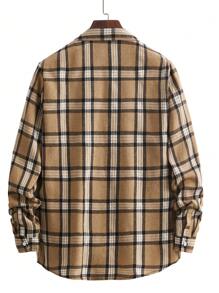Men's Button Front Long Sleeve Plaid Collared Casual Shirt