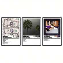 3 件现代音乐专辑封面帆布海报 - 非常适合卧室和客厅装饰，无框说唱歌手艺术印刷品，是送给音乐爱好者的理想礼物专辑封面海报音乐海报专辑封面 - 3pcs/set - 查看 1