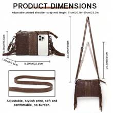 Stylowa torba typu crossbody z frędzlami z PU o dużej pojemności dla kobiet – wielokomorowy design z klasycznym, boho, zachodnim stylem, z frędzlami, nitami i kunsztem tkania. Uniwersalna torba na jedno ramię/do noszenia na ukos z odpinanymi, regulowanymi paskami. Idealna na zakupy, zajęcia na świeżym powietrzu, podróże i wyjścia. Idealny prezent dla rodziny i przyjaciół.