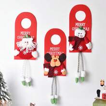 4 件圣诞派对装饰品橱窗展示挂饰卡通圣诞老人和雪人织物吊坠 - 彩色 - 查看 4