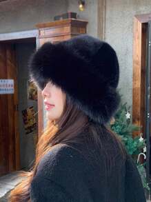 Warmer Fleece Ohrenschutz Fischerhut, Winter Winddichter Angelcap, modischer dicker einfarbiger lässiger eleganter bohemian Vintage Street-Style PET (Polyester) flauschiger Rand Warmer Winddichter Hut, Herbst Winter Halloween Halloween Deko