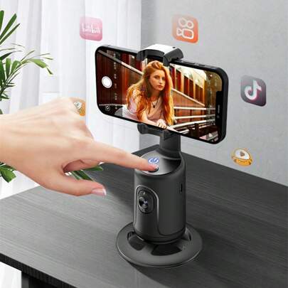 Automatic Facial Tracking Tripod, No Application Required, 360 ° Rotating Facial Body Phone Holder, Intelligent Shooting Phone Tracking Holder Suitable For Vlog Live Videos, Rechargeable Battery For Summer Vacation, Travel, Outdoor Activities, Live Streaming Selfie Stick