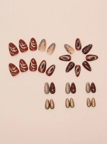 Boost Your Elegant 30 Pieces Short Almond Shape Simple Butterfly Fake Fingernail Set Is Suitable For Girls To Wear Daily Press On Nails Nail Supplies Nails