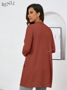 Cárdigan de punto de lana primavera y otoño modelos de mediados de largo con chaqueta de dama