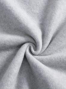 Colorful Bow & Christmas Tree Cartoon Letter Print Fleece Crew Neck Sweatshirt, Autumn/Winter - Light Grey - View 4