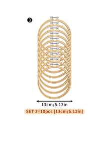 10pcs/Set Beige & Green Bamboo DIY Cross Stitch Embroidery Hoops, Suitable For Home Decor, Dream Catcher Accessories, Halloween & Christmas Decorations, Phone/Keychain/Bag Hanging Ornaments, Desk & Bedside Display