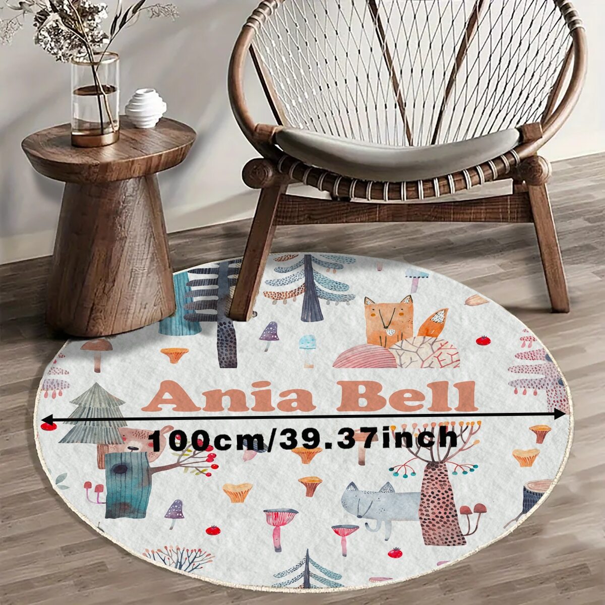 1pc 5 Sizes Kids Custom Round Area Rug, Faux Fur Washable Decorative