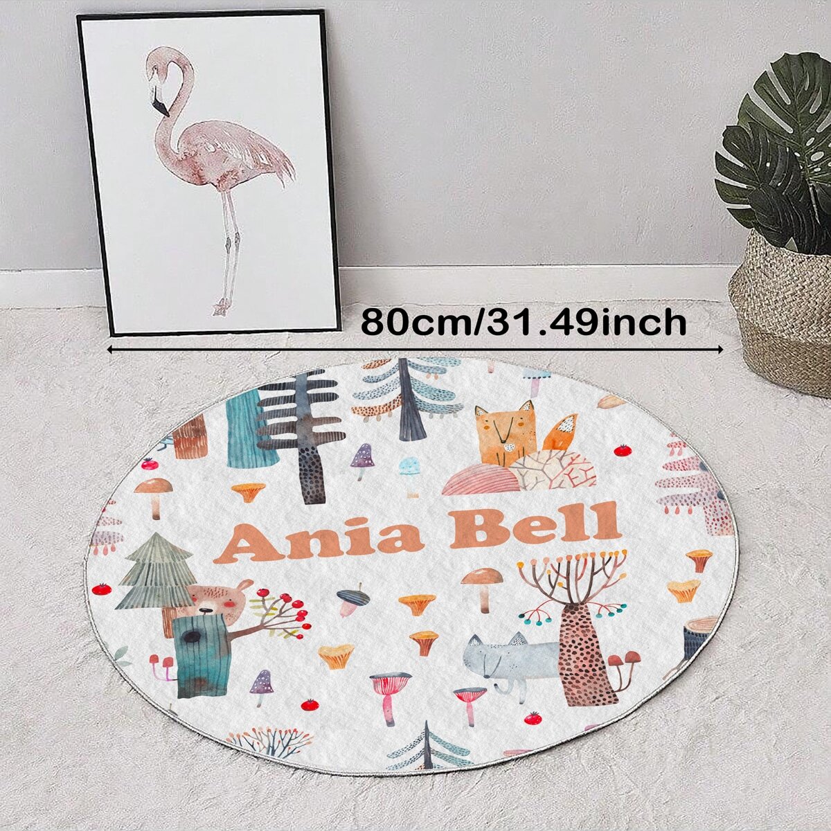 1pc 5 Sizes Kids Custom Round Area Rug, Faux Fur Washable Decorative