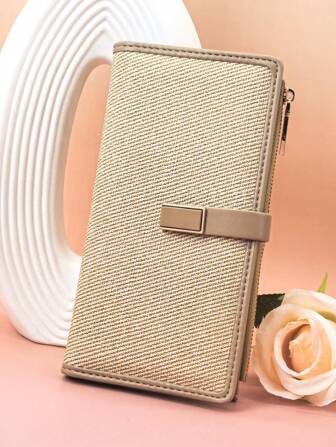 MINGYOU Cartera de mujer con diseño vintage de patchwork de tela PU, contraste de color, hebilla elegante, gran capacidad, múltiples ranuras para tarjetas, bolsillo multifunción para documentos, cremallera para monedas, compacta y ligera, apta como regalo de vacaciones para mujer