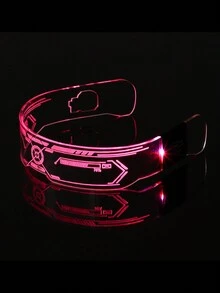 1 Pair Colorful LED Glowing Glasses, Cyberpunk Sci-Fi Style Glasses For Party, Bar, Rave, Atmosphere, Flashing LED Eyes, Party, Music Festival, Techno